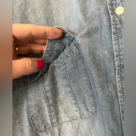 Chico’s Denim 3/4 Roll-up Sleeve Button Down Shirt Women’s Size Large - Picture 11 of 16